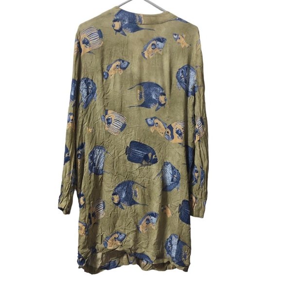 Vintage fish green cardigan blouse - Picture 2 of 2